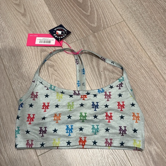 NWT NY Mets New York Terez Gray Sports Bra Bralette Size Small - Picture 2 of 4